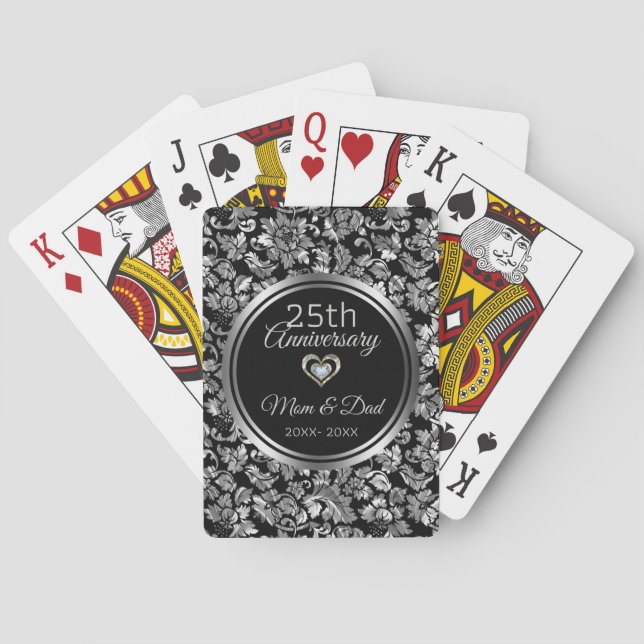 Jeu De Cartes Damas noir et argent 25e anniversaire (dos)