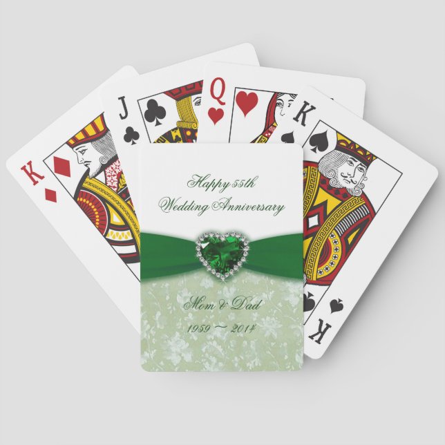Jeu De Cartes Damask 55e anniversaire du Mariage (dos)