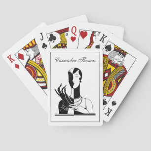 Jeu De Cartes Dame Art Déco vintage Aux Perles Blanches