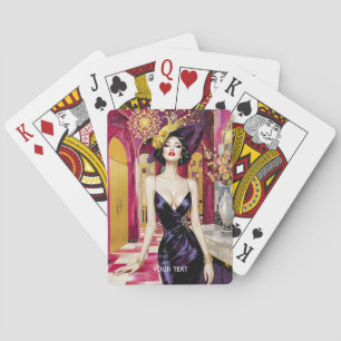 Jeu De Cartes Dame Fantastique Mignonne Art Déco