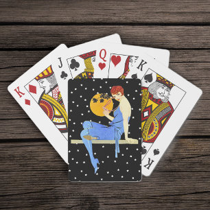 Jeu De Cartes Dame Flapper Vintage Années 1920 Cheveux Rouges Lu