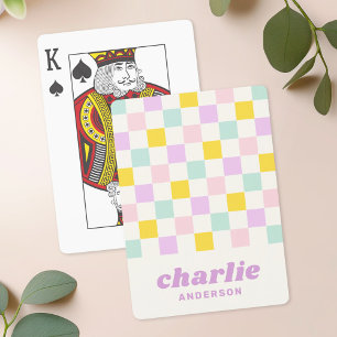 Jeu De Cartes damier rose jaune violet bleu
