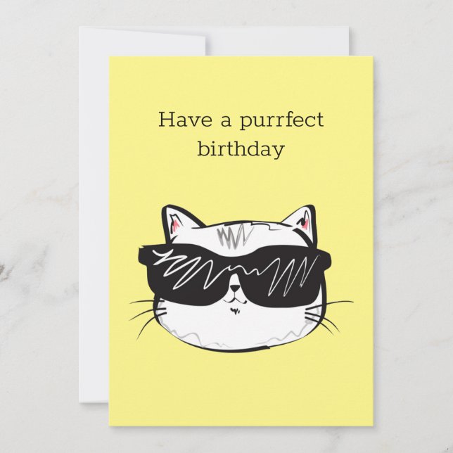 jeu de cartes d'anniversaire parfait drôle chat (Devant)