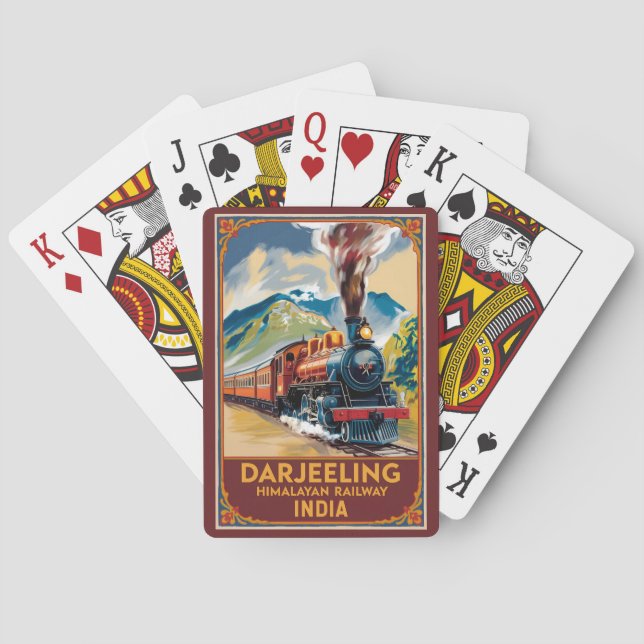 Jeu De Cartes Darjeeling Inde Train Peintre Voyage Art Retro (dos)