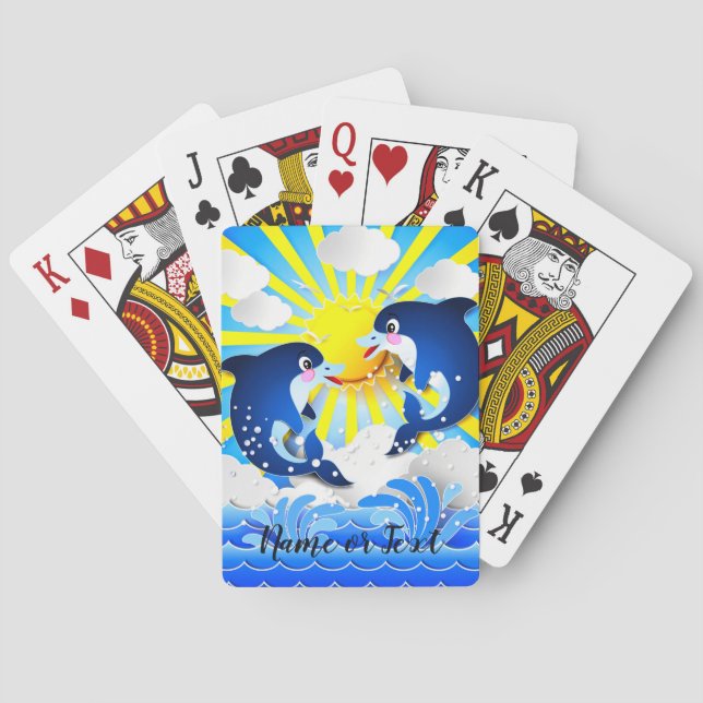 Jeu De Cartes Dauphins dans le soleil Personnaliser Ajouter votr (dos)