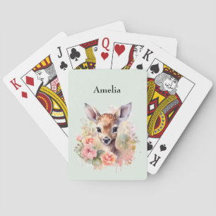 Jeu De Cartes De Beaux Cerfs Entourés De Roses