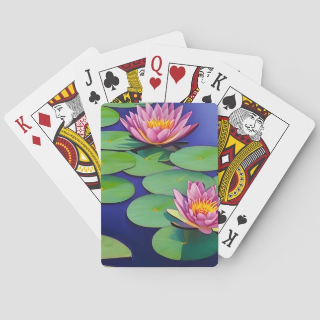 Jeu De Cartes De Charmantes Nappes D'Eau Rose (dos)