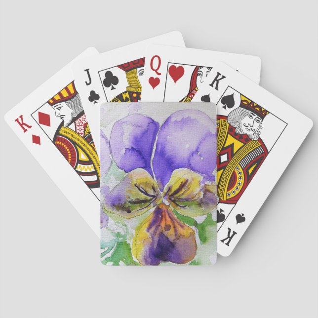 Jeu de cartes de jeu violet Viola aquarelle (dos)