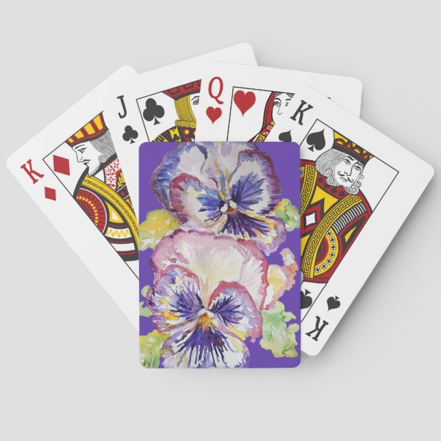 Jeu de cartes de lecture violet Pansy Aquarelle (dos)