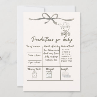 Jeu de cartes de prédiction pour Baby Shower