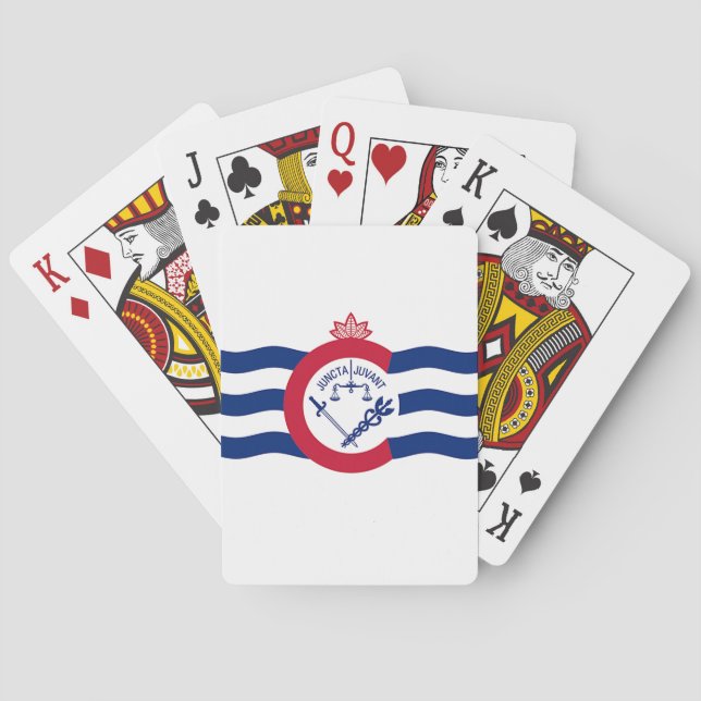 Jeu De Cartes Deck Playing Cards with Flag of Cincinnati, US (dos)