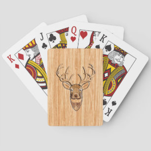 Jeu De Cartes Décor blanc Tail Deer Head Bois Inlay Grain