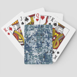 Jeu De Cartes Décor Camouflage Pixels numériques bleu marine