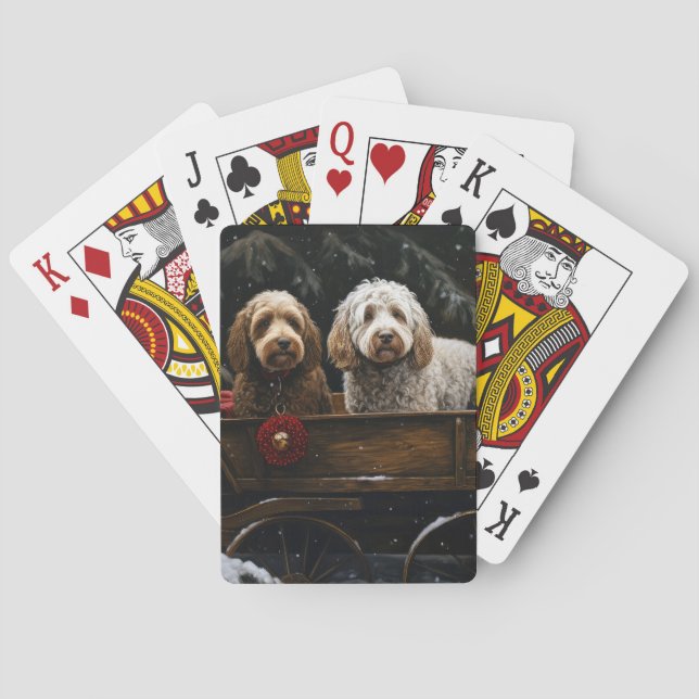 Jeu De Cartes Décor de Noël Cockapoo Snowy Sleigh (dos)