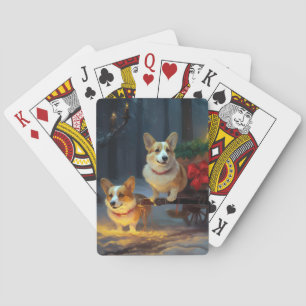 Jeu De Cartes Décor de Noël Corgi Snowy Sleigh