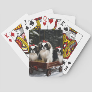 Jeu De Cartes Décor de Noël japonais Chin Snowy Sleigh