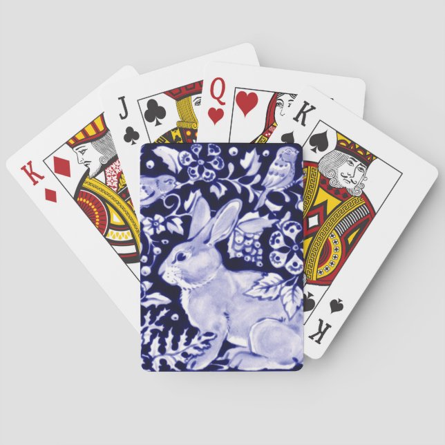 Jeu De Cartes Dedham Blue Rabbit, Classic Blue & White Design Pl (dos)