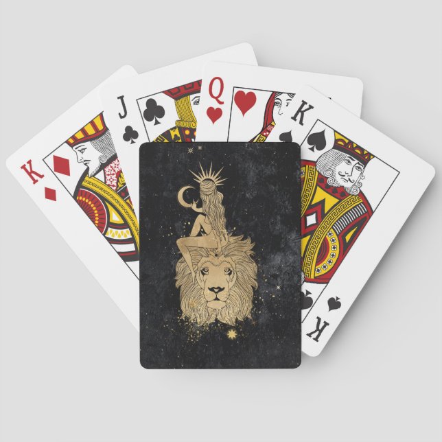 Jeu De Cartes Déesse du Zodiaque | Astrologie Cosmic Gold Leo (dos)