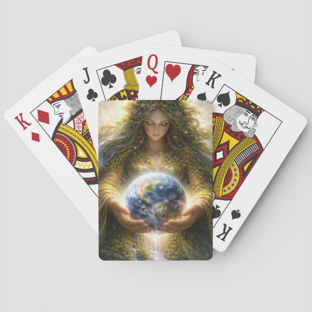 Jeu De Cartes Déesse Gaïa tenant doucement la planète Terre (dos)