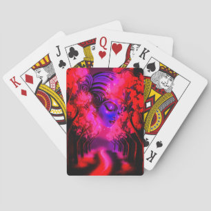 Jeu De Cartes Déesse néon dans une forêt enchantée