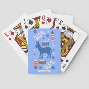 Jeu De Cartes Démocrate Donkey Monogramme Nom Rouge Blanc Bleu