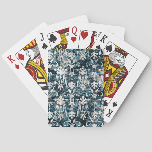Jeu De Cartes Denim Damask en état de détresse (dos)