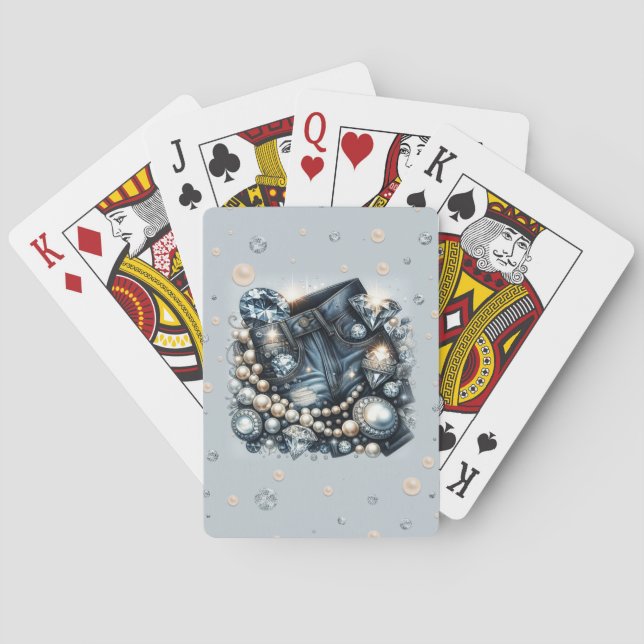 Jeu De Cartes Denim Diamants & Perles Jeans Bling (dos)