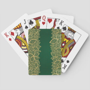 Jeu De Cartes Dentelle en feuille d'or sur arrière - plan vert