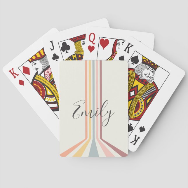 Jeu De Cartes Design à rayures de style rétro Pastel (dos)