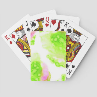 Jeu De Cartes Design abstrait aite aquarelle. Peinture rose et v