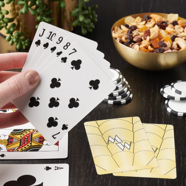 Jeu De Cartes Design Art Déco Jaune Monogramme (In Situ)