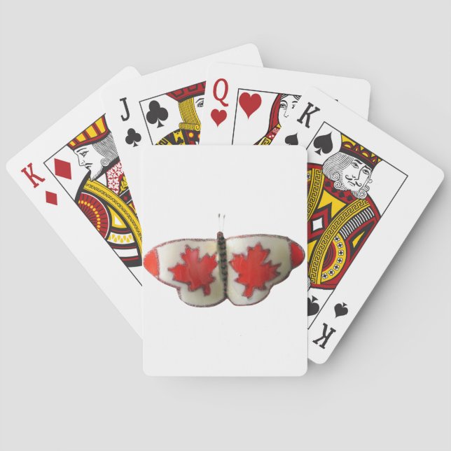 Jeu De Cartes Design de papillon du drapeau canadien (dos)