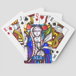 Jeu De Cartes Design en verre tendu avec la figure religieuse.