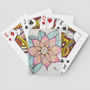 Jeu De Cartes Design Fleur Rose Lecture Cartes