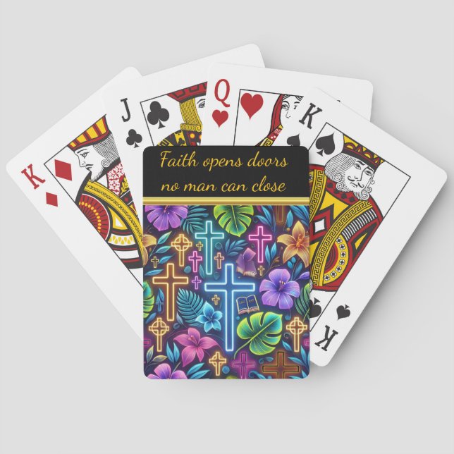 Jeu De Cartes Design Floral Vibrant Avec Des Croix Faisantes (dos)