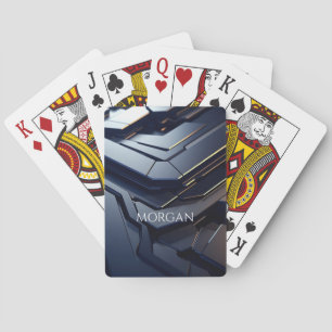 Jeu De Cartes Design géométrique moderne noir et gris, nom blanc