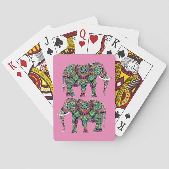 Jeu De Cartes Design orné d'éléphants indiens décorés (dos)