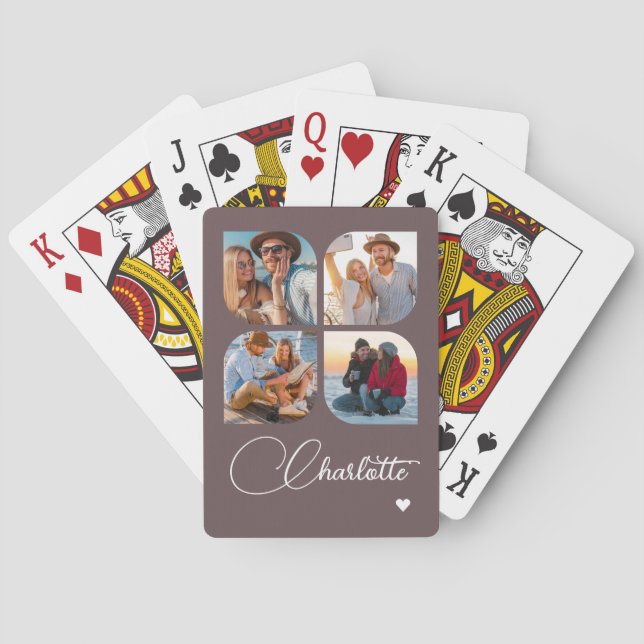 Jeu De Cartes Design Your Own 4 Photo Personalized Name (dos)
