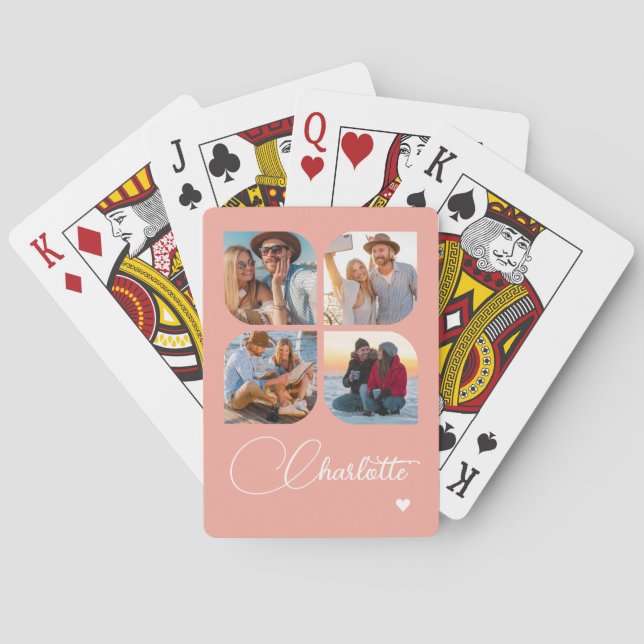 Jeu De Cartes Design Your Own 4 Photo Personalized Name (dos)