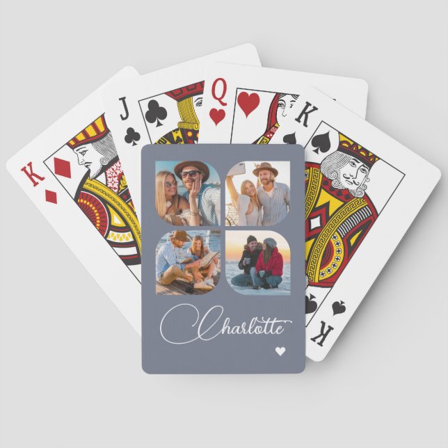 Jeu De Cartes Design Your Own 4 Photo Personalized Name (dos)
