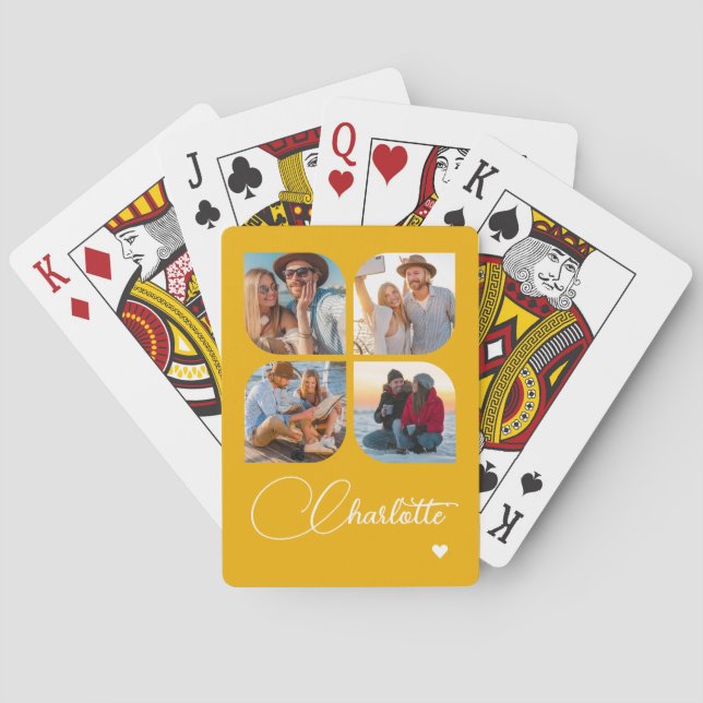 Jeu De Cartes Design Your Own 4 Photo Personalized Name (dos)