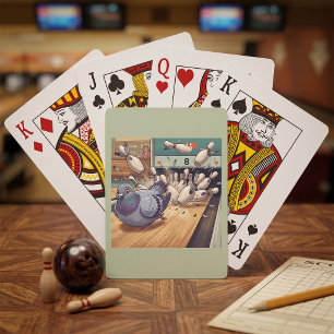 Jeu De Cartes Dessin animé de pigeons drôles jouant au bowling s