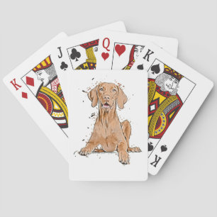 Jeu De Cartes Dessin animé de Vizsla assis