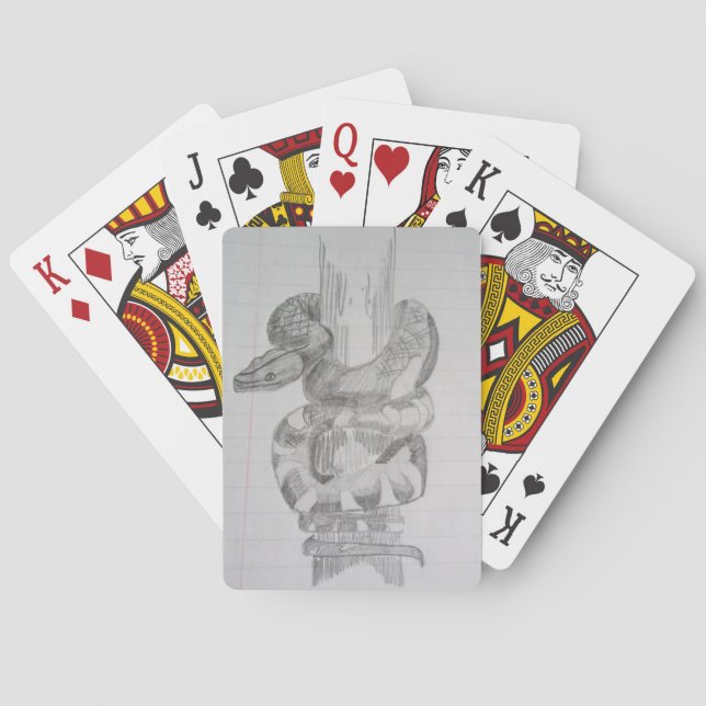 Jeu De Cartes Dessin au crayon de serpent (dos)