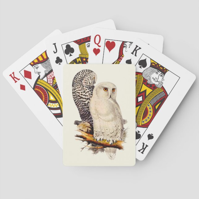Jeu De Cartes Dessin de Chouette neige vintage (dos)