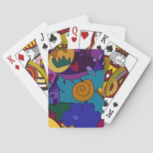 Jeu De Cartes Dessin de Doodle coloré, amusant à la main