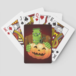 Jeu De Cartes Dessin de Frankenstein Monster avec Citrouille