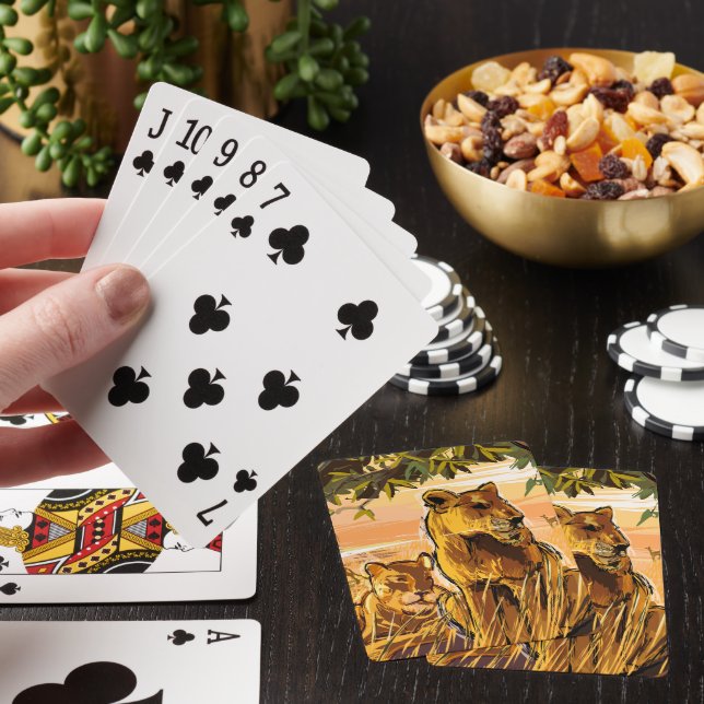 Jeu De Cartes Dessin de la lionne Brown d'Orange Wildlife Safari (In Situ)