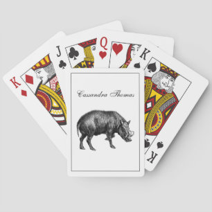 Jeu De Cartes Dessin de sanglier vintage BW
