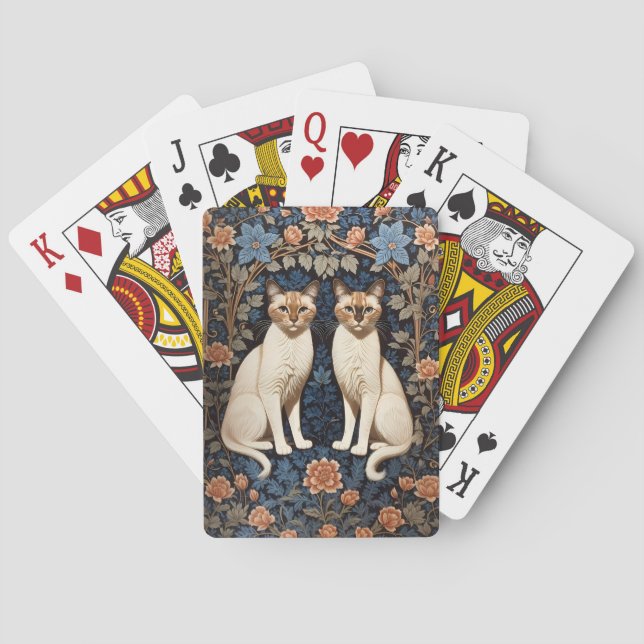 Jeu De Cartes Deux chats siamois William Morris Inspiré (dos)